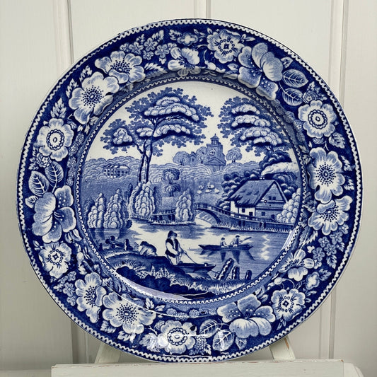 Engelsk antik fajance middagstallerken. - Mission Afrika Genbrug