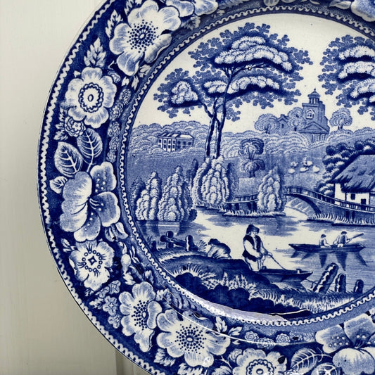 Engelsk antik fajance middagstallerken. - Mission Afrika Genbrug