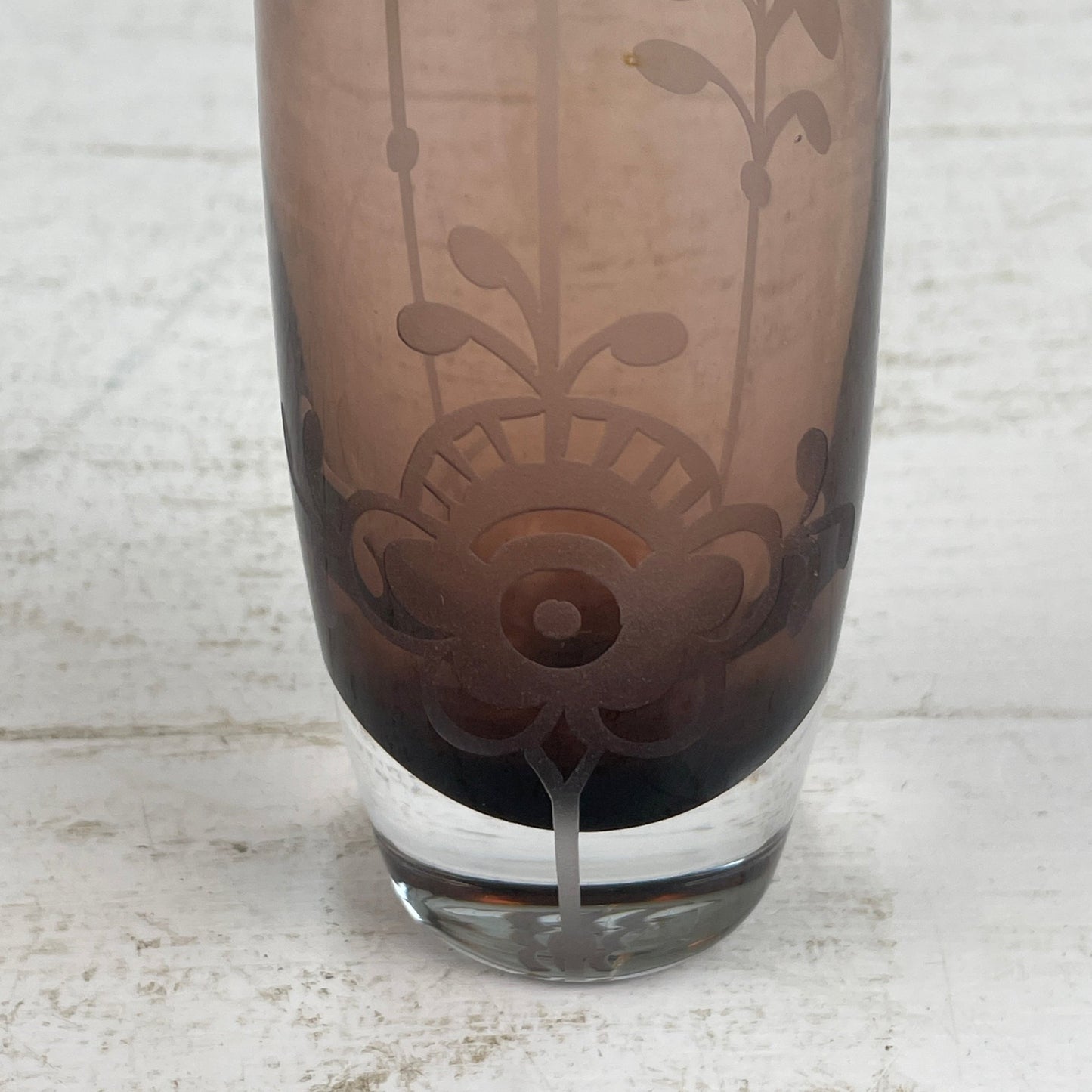 Musselmalet vase i glas - Mission Afrika Genbrug