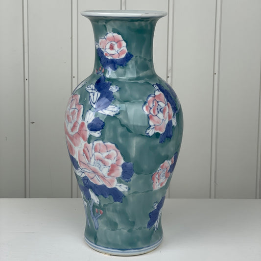 Stor vintage kinesisk håndmalet vase - Mission Afrika Genbrug