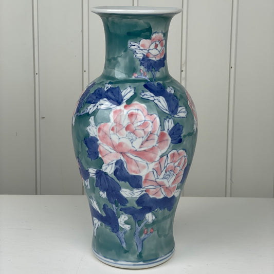 Stor vintage kinesisk håndmalet vase - Mission Afrika Genbrug