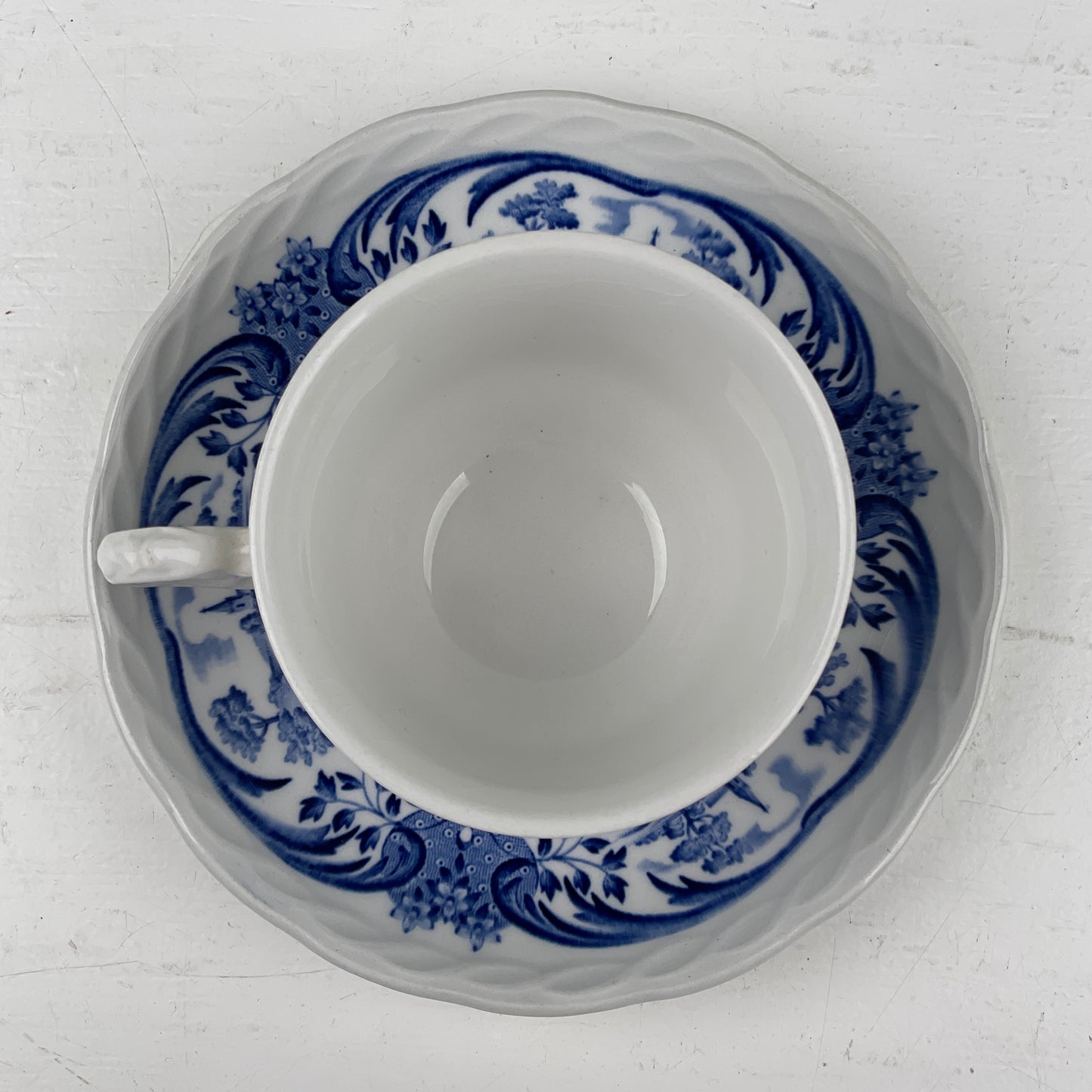 4 stk. kop med underkop, fajance, Staffordshire England