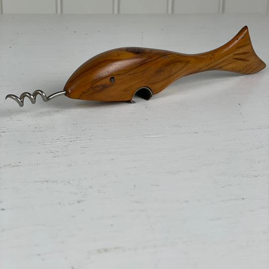 Vintage oplukker og proptrækker i teaktræ