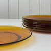 6 stk. retro tallerkener i ravfarvet glas, Duralex