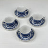 4 stk. kop med underkop, fajance, Staffordshire England