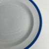 Aluminia fad rundt med blå stribe i kanten. 33 cm. i diameter.