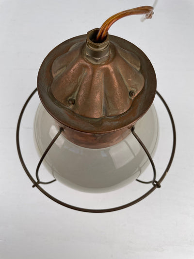 Antik skibslampe i kobber og messing