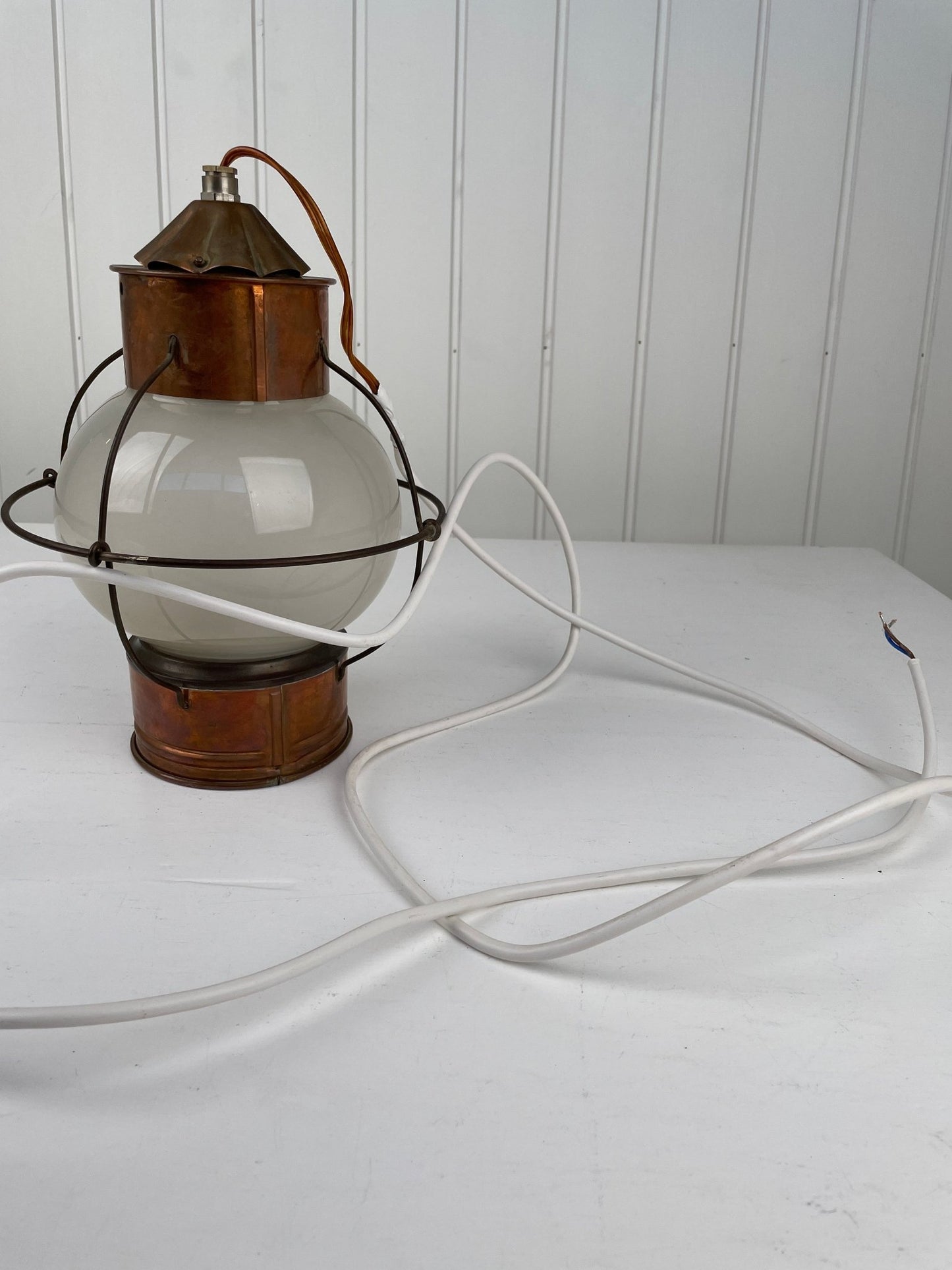 Antik skibslampe i kobber og messing - Mission Afrika Genbrug