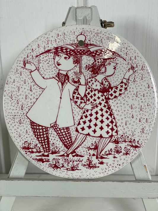 Bjørn Wiinblad månedsplatter - rød - Mission Afrika Genbrug