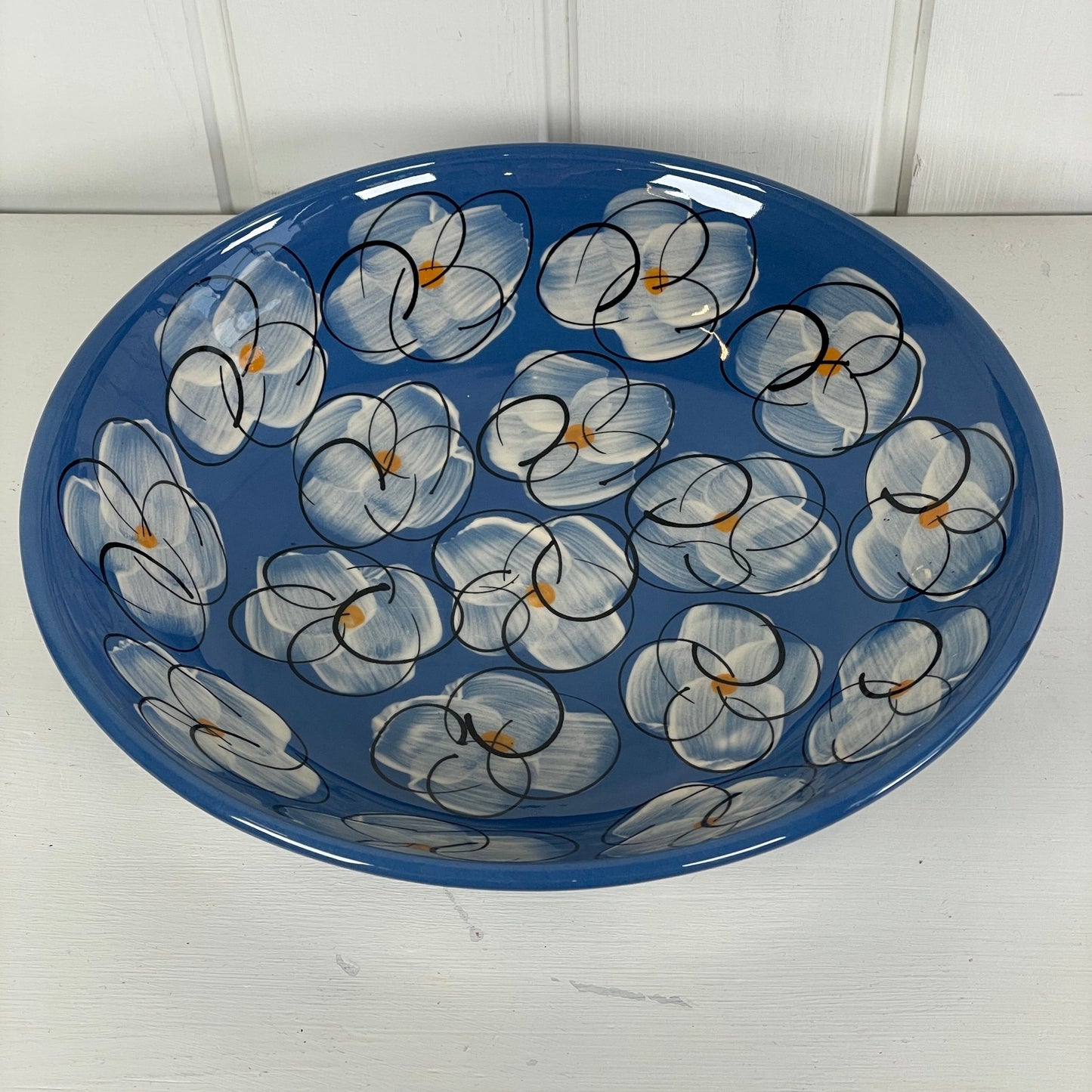 Blåt blomster fad - Mission Afrika Genbrug