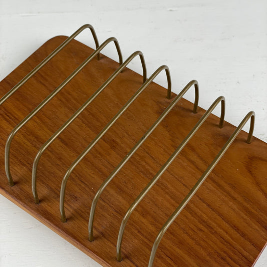 Brødstativ i teak og messing - Mission Afrika Genbrug