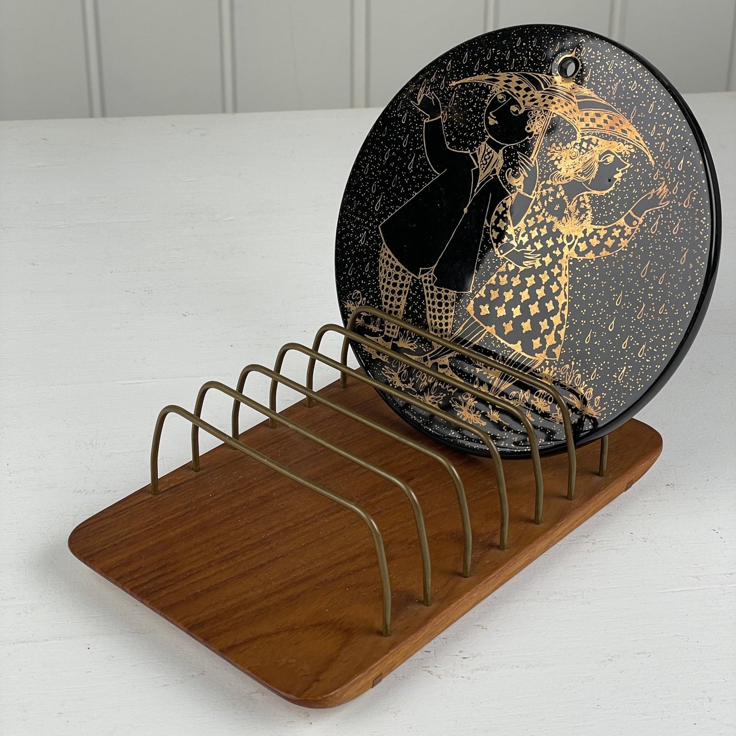 Brødstativ i teak og messing - Mission Afrika Genbrug