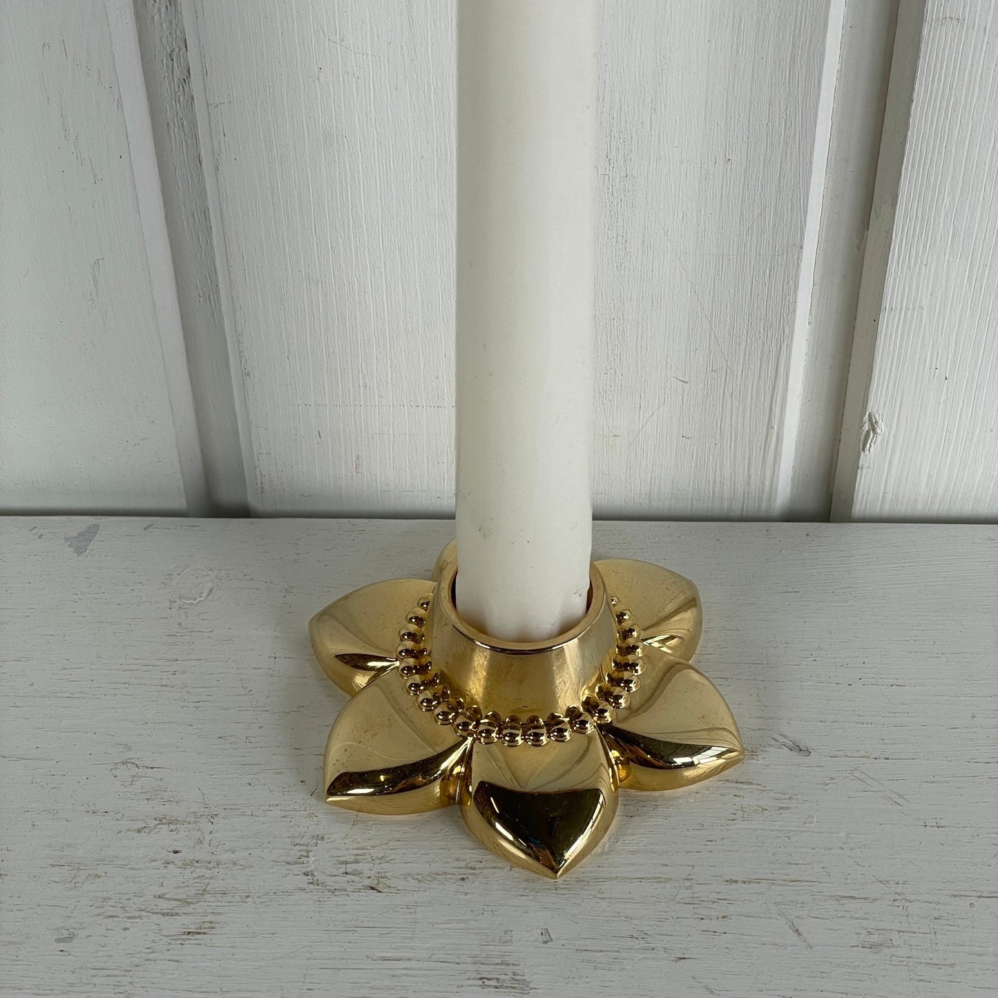 Georg Jensen “Johanne” guldbelagt lysestage. - Mission Afrika Genbrug