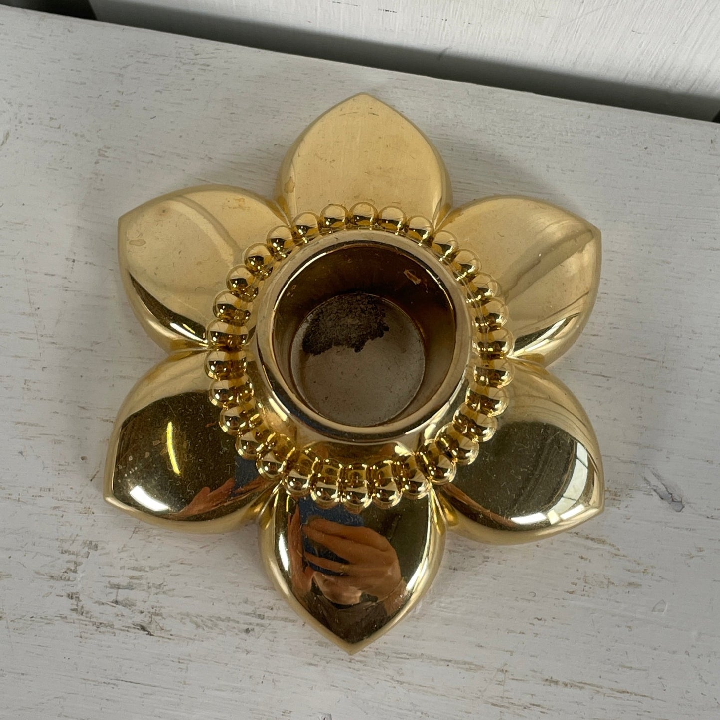 Georg Jensen “Johanne” guldbelagt lysestage. - Mission Afrika Genbrug