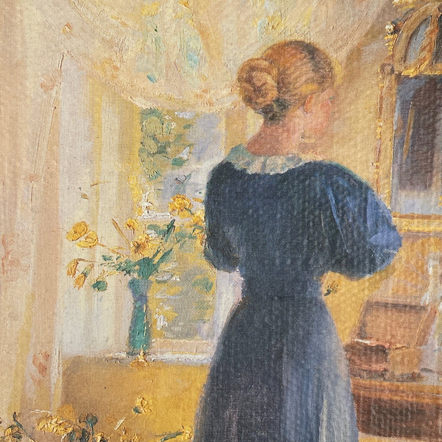 Indrammet billede, Anna Ancher, “Interiør med ung pige foran et spejl”, reproduktion - Mission Afrika Genbrug