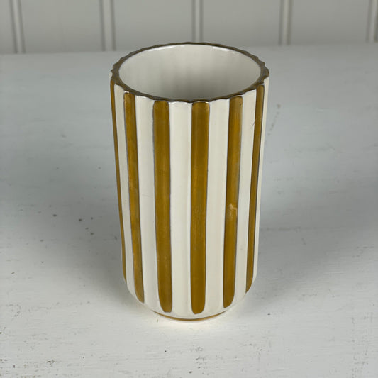 Lyngby vase riflet guld - Mission Afrika Genbrug