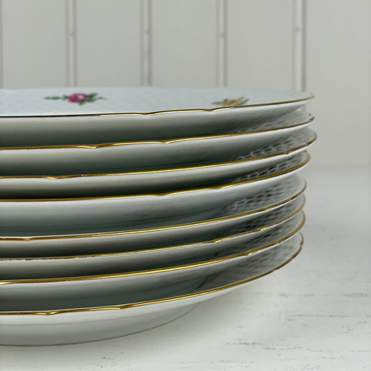 Middagstallerkener, 8 stk., Saksisk Blomst, Bing & Grøndahl - Mission Afrika Genbrug