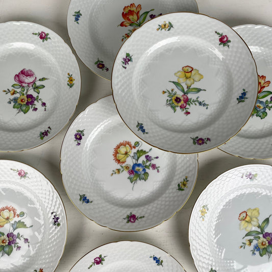 Middagstallerkener, 8 stk., Saksisk Blomst, Bing & Grøndahl - Mission Afrika Genbrug