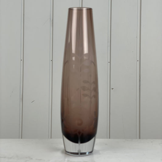 Musselmalet vase i glas - Mission Afrika Genbrug