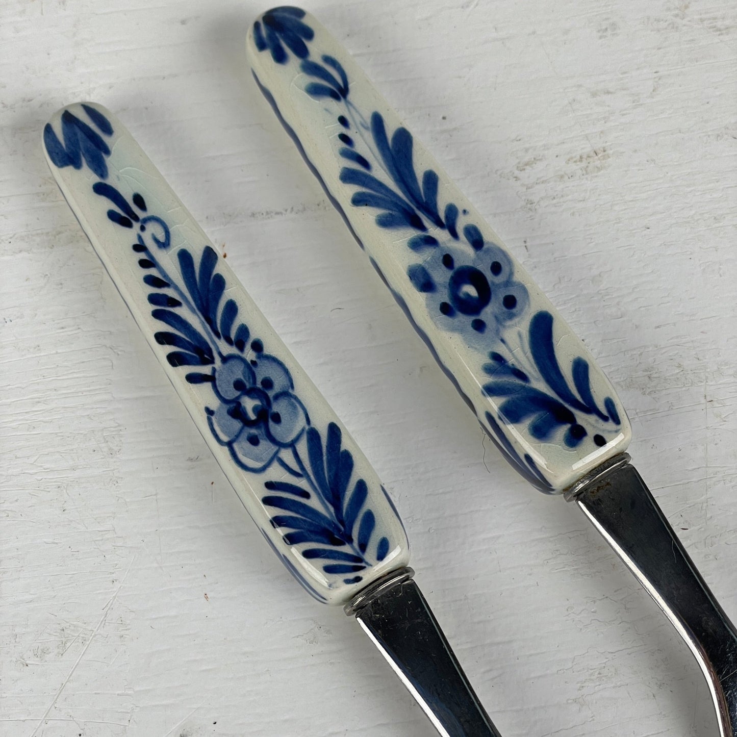 Pålægsgafler med malet porcelænsgreb (2stk samlet) - Mission Afrika Genbrug