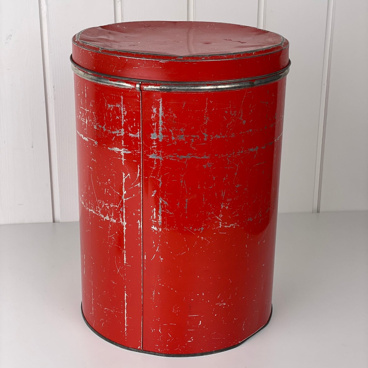 Stor vintage emalje dåse 35cm høj - Mission Afrika Genbrug