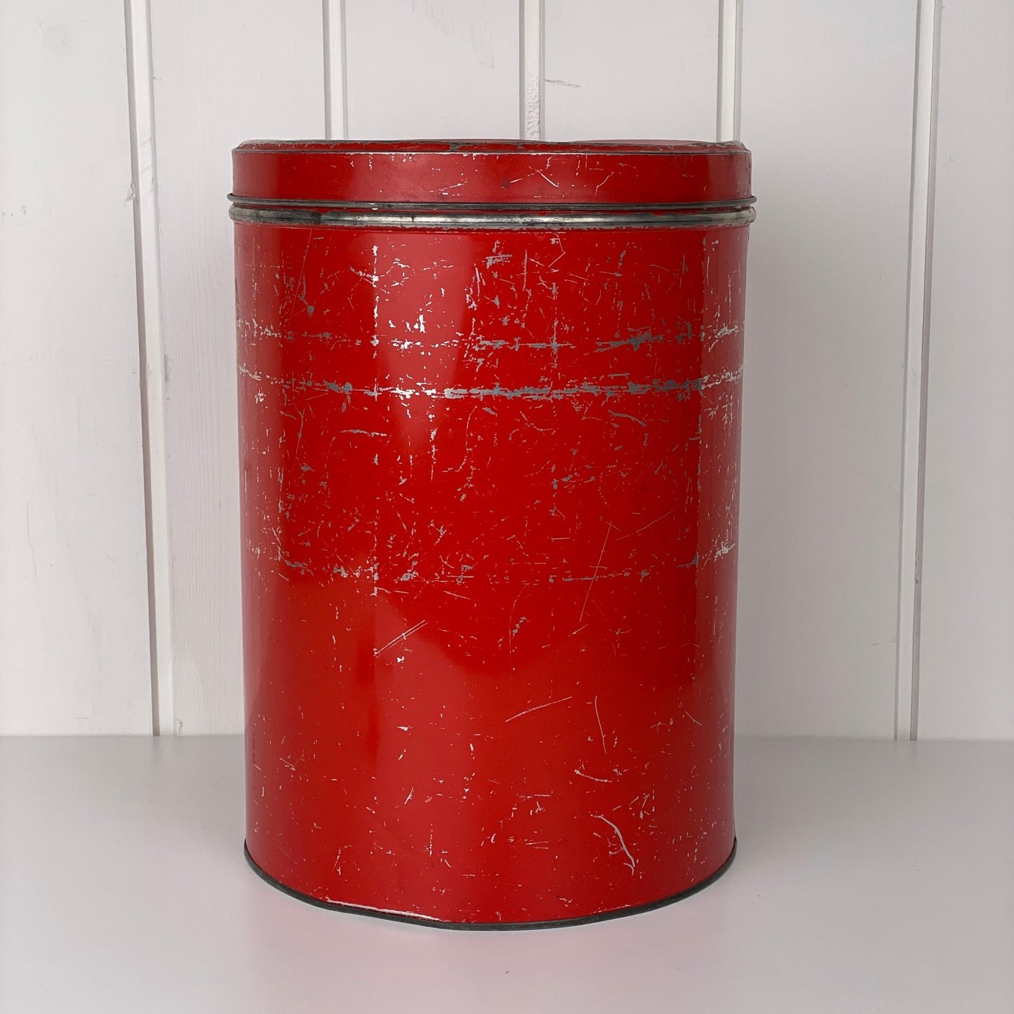 Stor vintage emalje dåse 35cm høj - Mission Afrika Genbrug