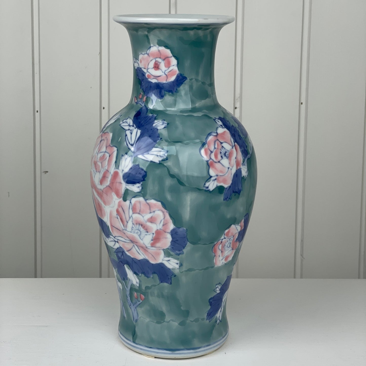 Stor vintage kinesisk håndmalet vase - Mission Afrika Genbrug