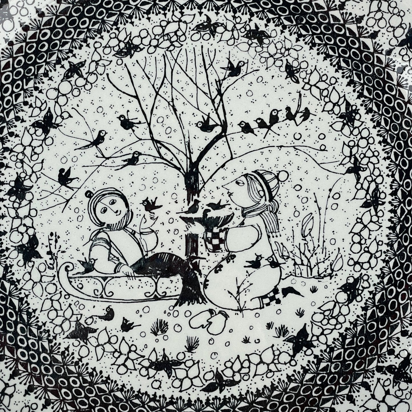 Vægplatte, “Vinter”, Bjørn Wiinblad - Mission Afrika Genbrug