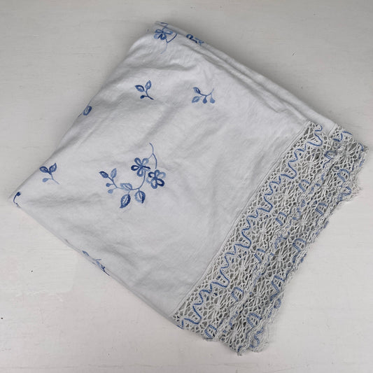 Vintage dug, blå blomster - Mission Afrika Genbrug