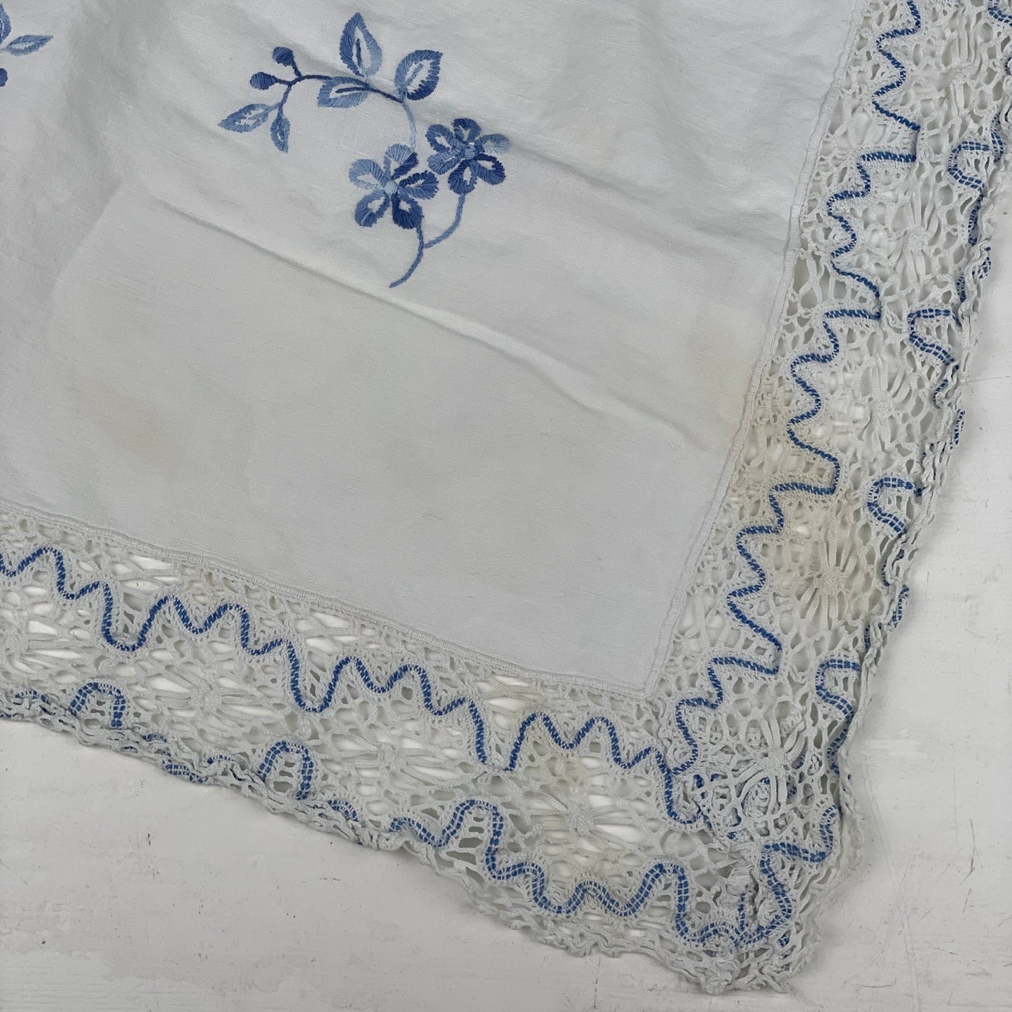 Vintage dug, blå blomster - Mission Afrika Genbrug