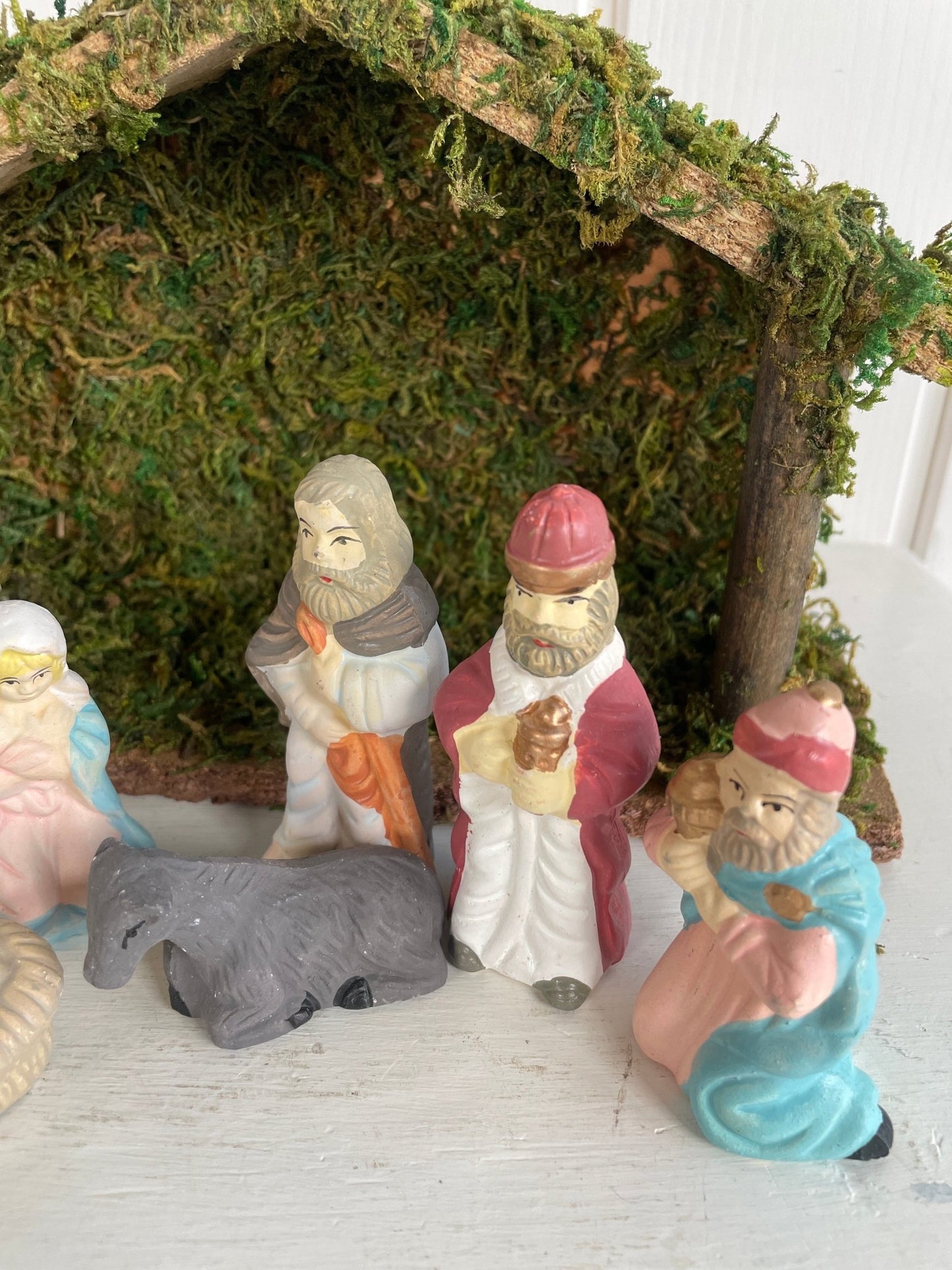 Vintage krybbespil med lerfigurer - Mission Afrika Genbrug