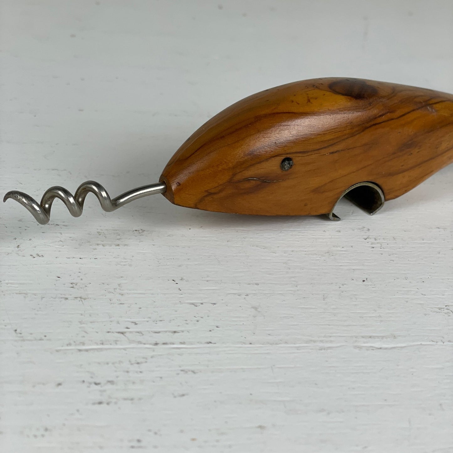 Vintage oplukker og proptrækker i teaktræ - Mission Afrika Genbrug